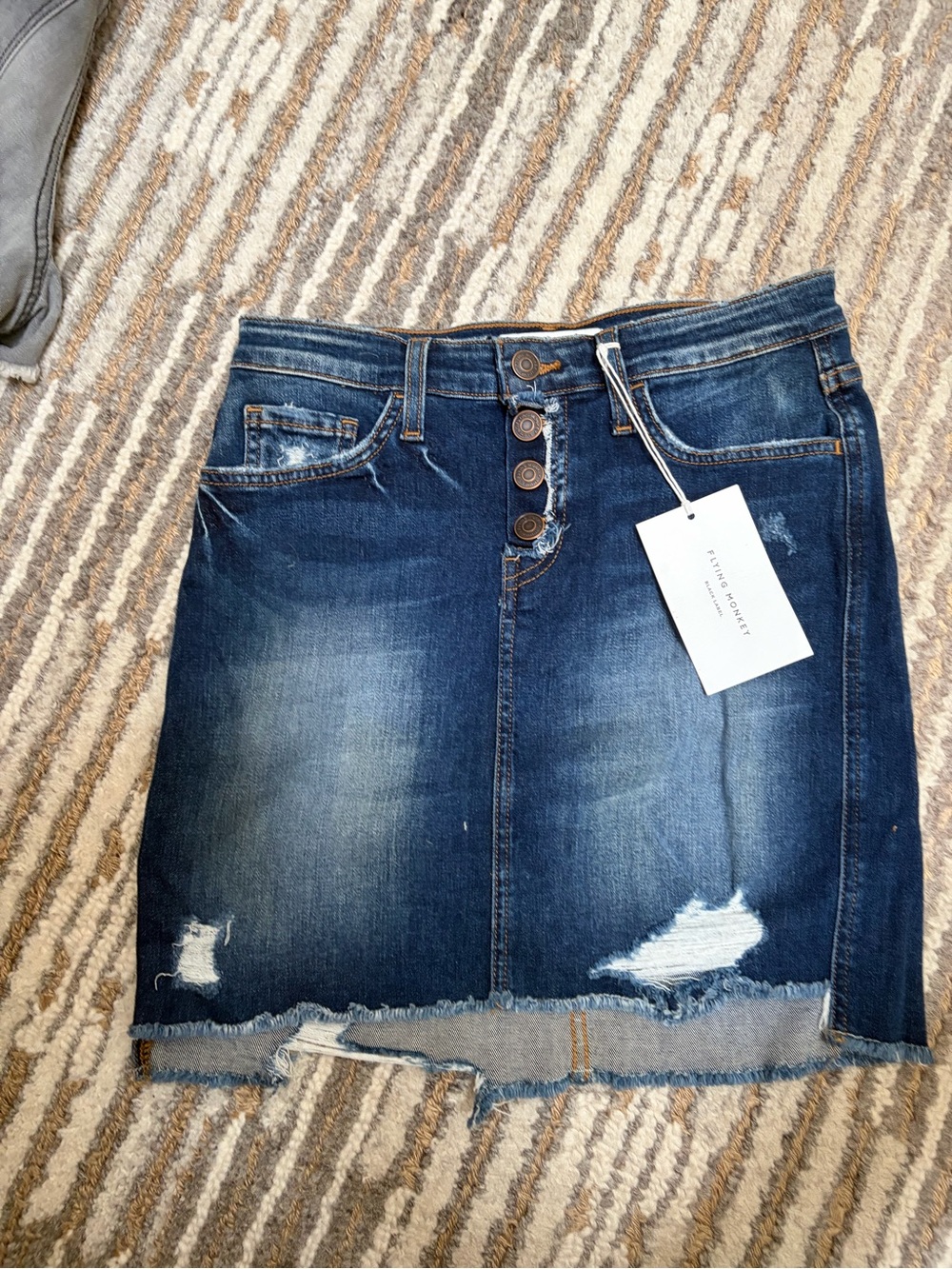 Flying Monkey Dark Blue Distressed Denim Mini Skirt size 25